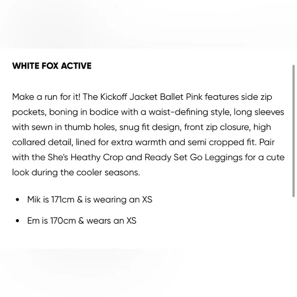 White Fox Kickoff Jacket Ballet Pink - Picture 6 of 6